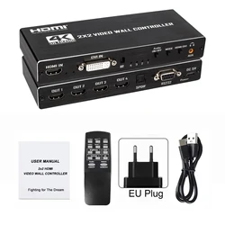 Ultra HD Video Wall Controller Processor with Versatile Display Configurations (EU Plug)
