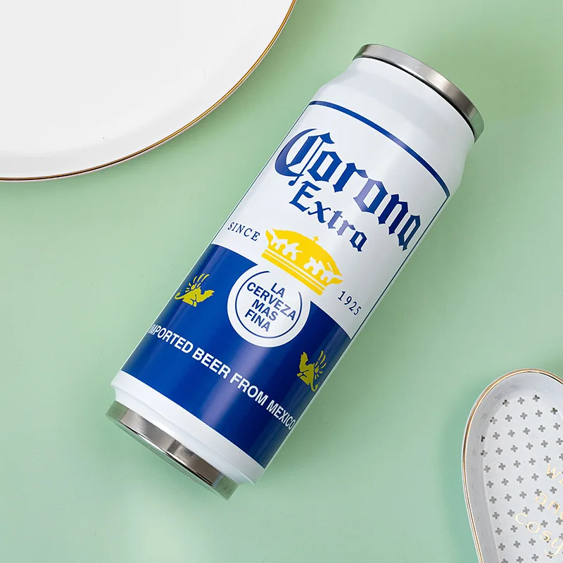 스테인레스 스틸 304 SUS Garrafa Termica Termo Cerveza 뚜껑이 있는 진공 플라스크 맥주 텀블러, 산화 방지, 500ml