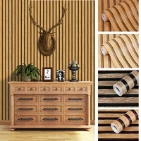 วอลเปเปอร์ตกแต่งผนังแบบมีกาวในตัว ลายไม้ ขนาด 45 ซม. สติ๊กเกอร์ติดผนังสำหรับห้องนั่งเล่น ห้องครัว ห้องนอน วอลเปเปอร์ตกแต่งบ้าน 1