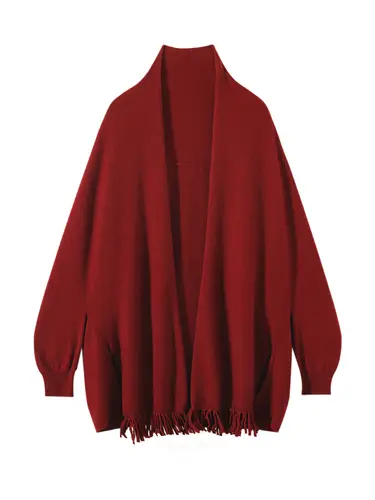 Light Luxury Autumn Winter Woman Shawl New Fashion 100% Cashmere Knitwear Tassel Loose Sweater Lady Long Sleeve Clothing Tops - Image 2