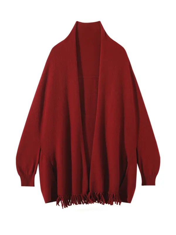 Light Luxury Autumn Winter Woman Shawl New Fashion 100% Cashmere Knitwear Tassel Loose Sweater Lady Long Sleeve Clothing Tops - Image 2
