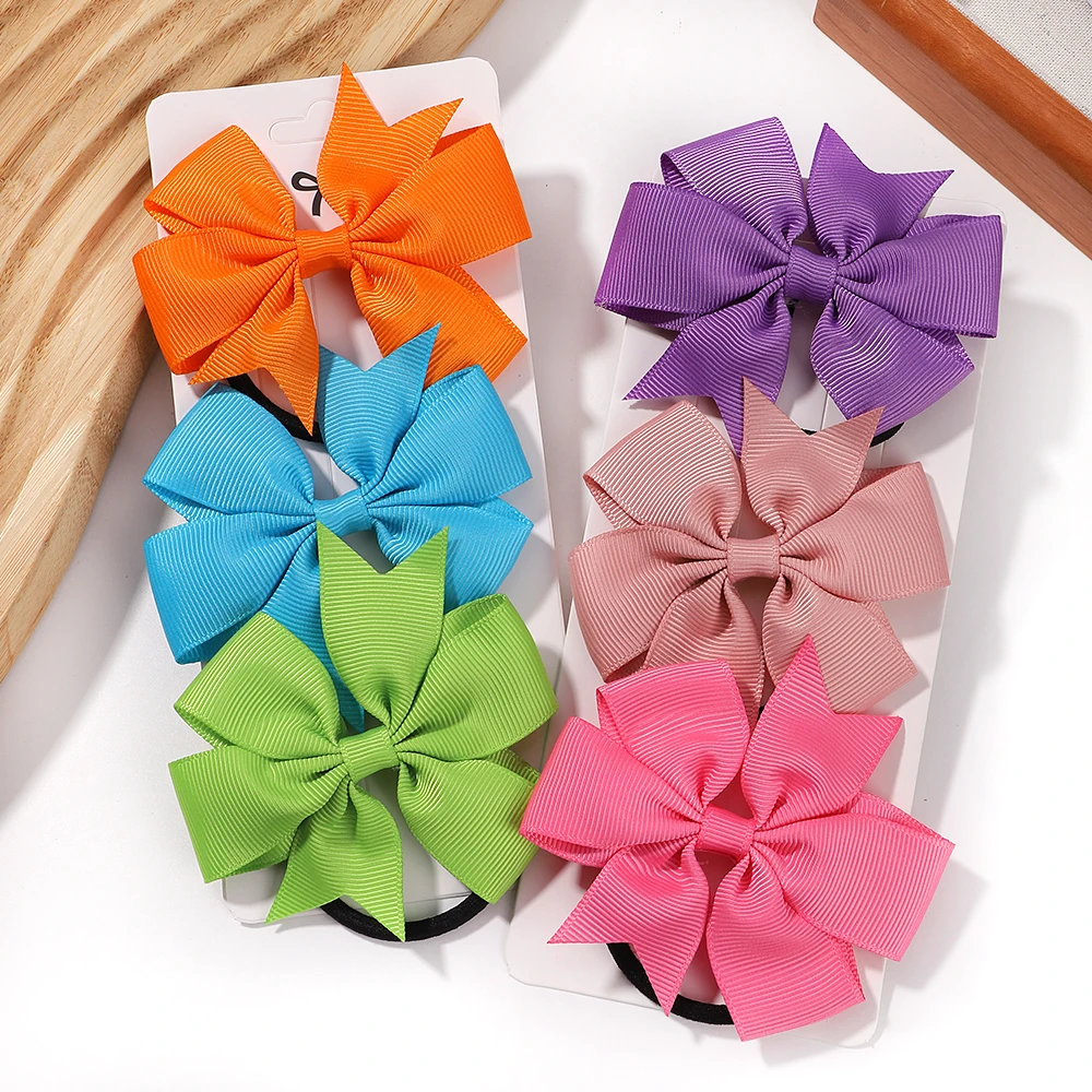 

3Pcs Baby Ribbon Bowknot Hair Accessories Girl Hairbands Head Rope Cute Big Bow Horse Tail Suit Hair Loop Headwear Ornament