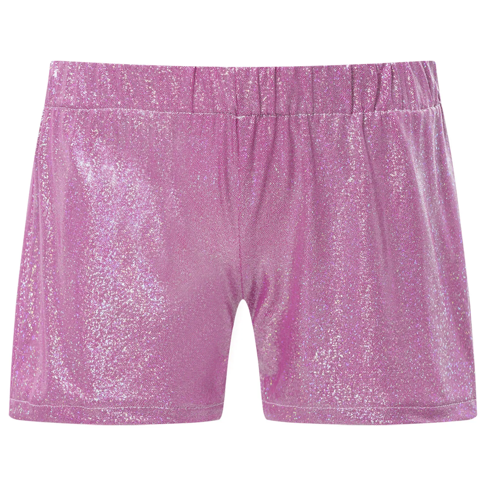 Kids Girls Boys Dance Shorts Metallic Shiny Elastic Waistband Short Pants for Jazz Dancing Costume Clothing Children's Shorts