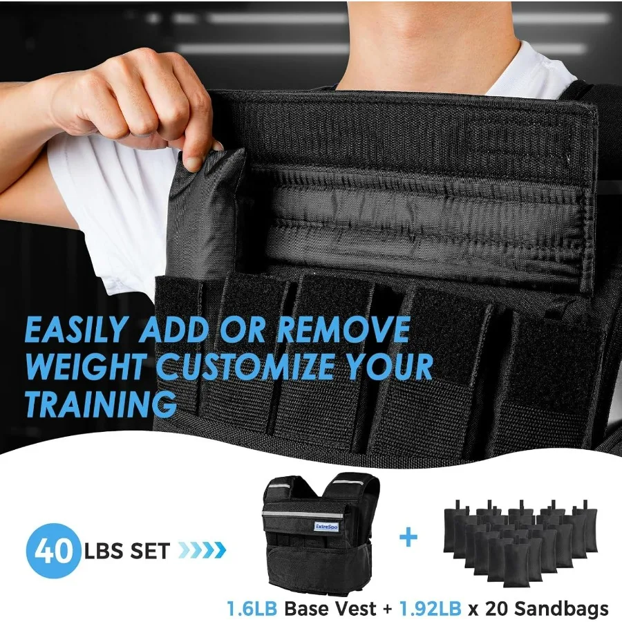 Adjustable Weighted Vest for Men Women, 40lb Rucking Weight Vests Adjustable for Running, Training Workout, Jogging, Walking
