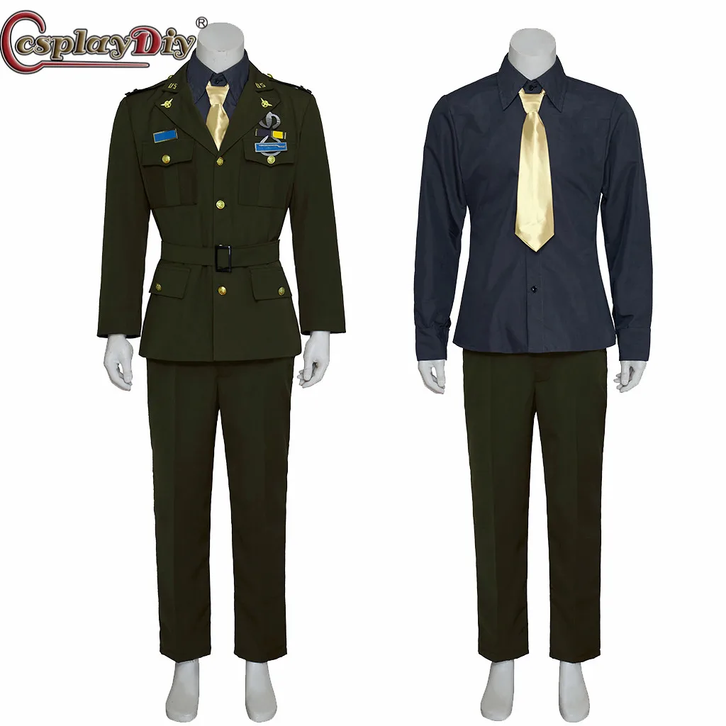

Cosplaydiy Captain Costume Outfits Officer Uniform Cosplay Suit Soldier Steve Full Set Superhero Cosplay Suit Jacket Pants Shirt