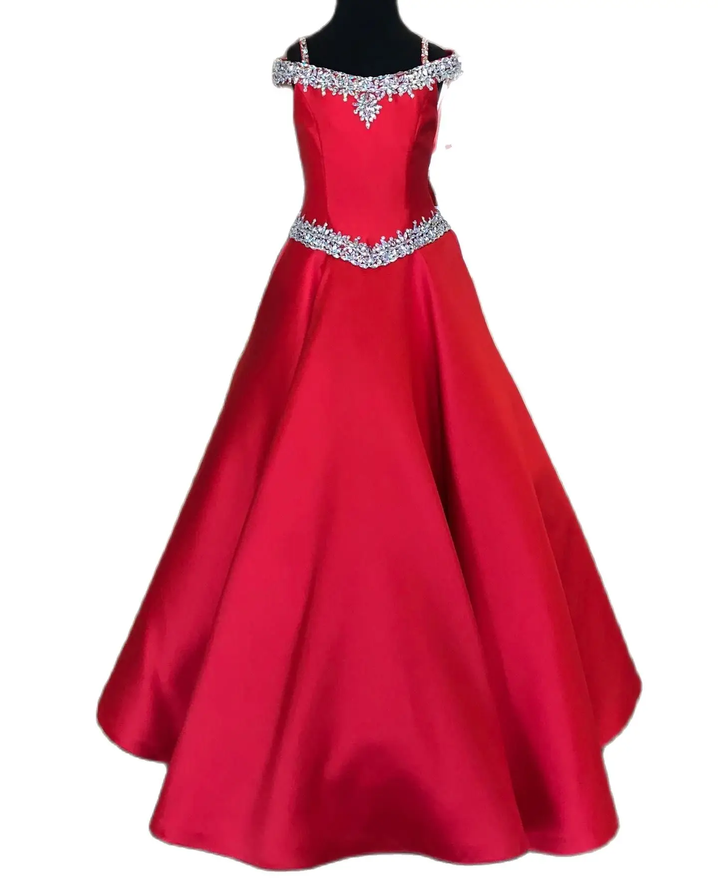 

Little Miss Pageant Dress for Teens Juniors Toddlers 2021 Beading AB Stones Crystal Long Pageant Gown for Little Girl Formal Par