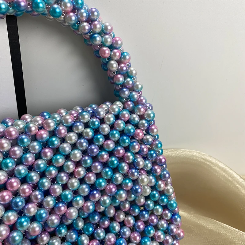 Colored Pearl Beads Ball Women's Handbags Top-Handle Bags