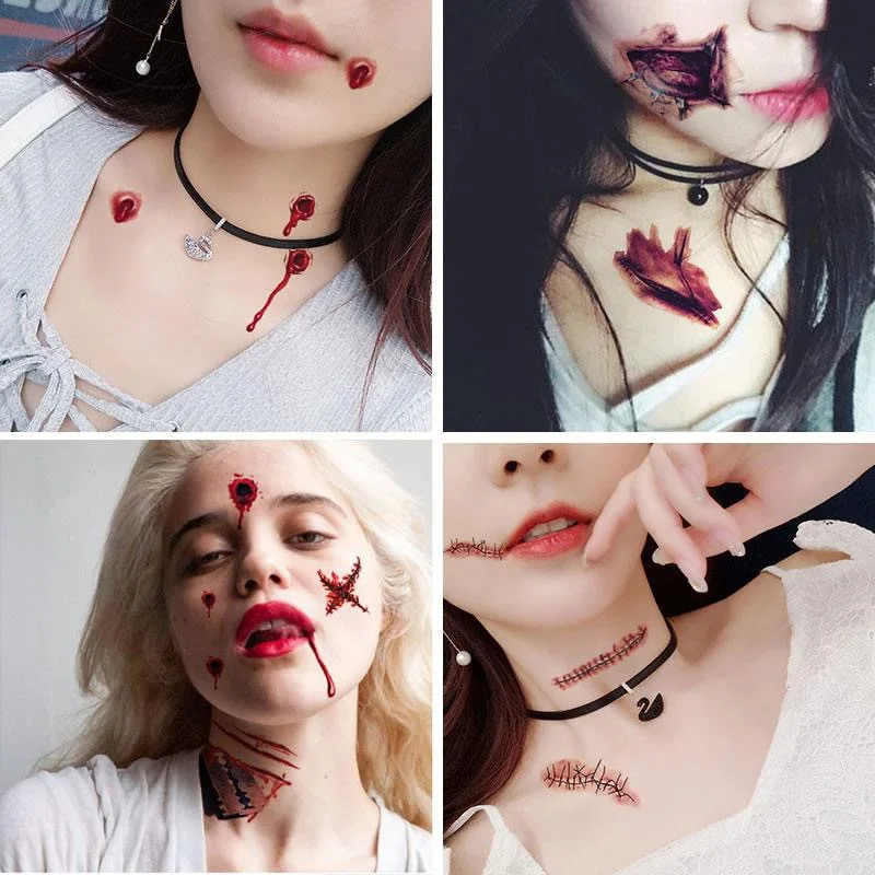 

Tattoo stickers, new Scar Halloween tattoo stickers are both weird and scary scar stickers waterproof and realistic