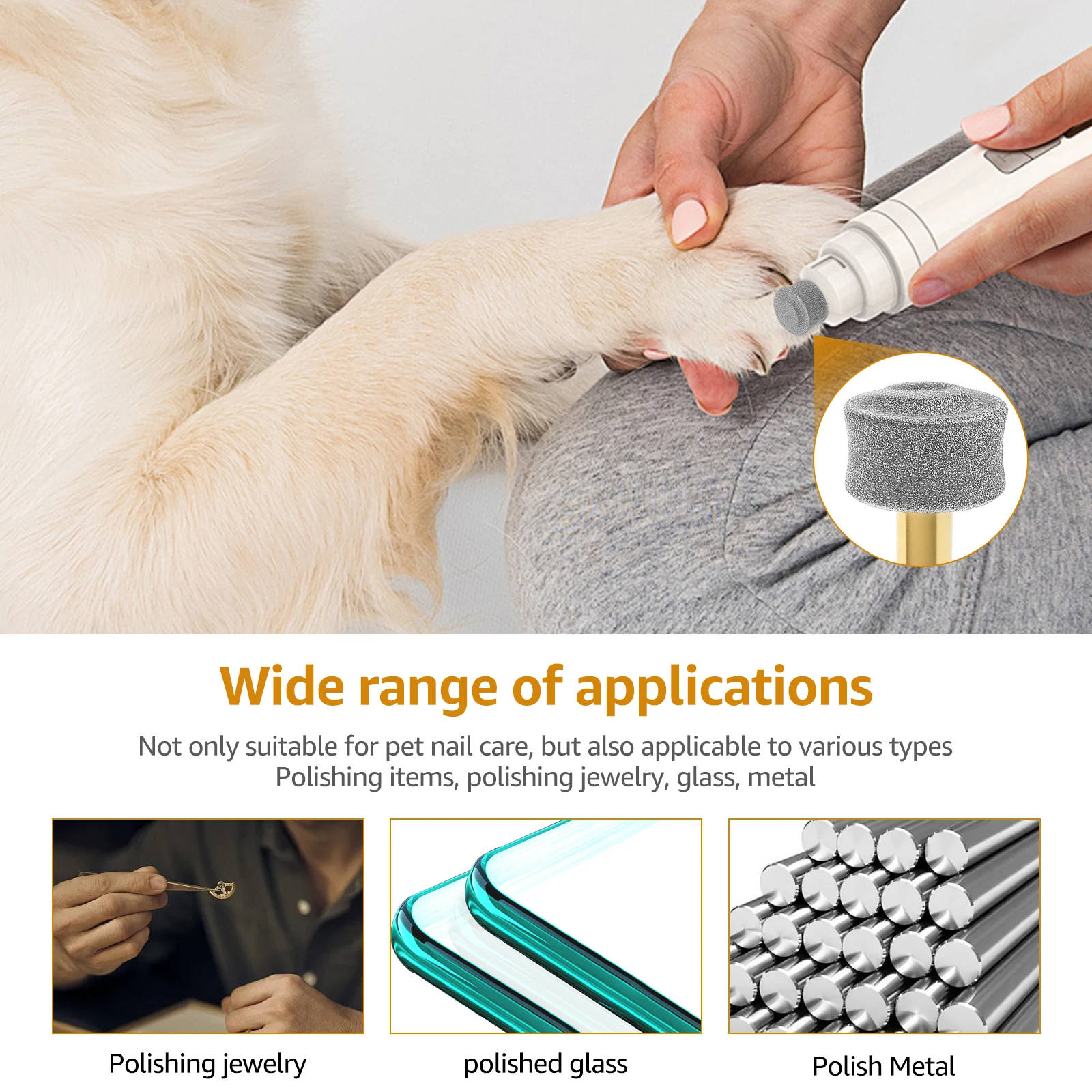 6Pcs Dogs Nail Grinder Head Wheel Replacement Trimmer Clipper Professional Pet Grooming Gadget Diamond Bit Replacement Head New