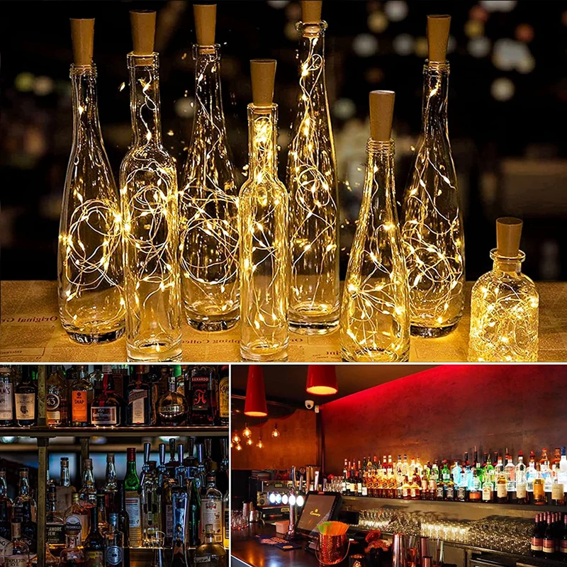 

Bottle Stopper for Glass Craft LED String Light Christmas Party Garland Wedding Decor LED Fairy Lamps Holiday Copper Wire Lights