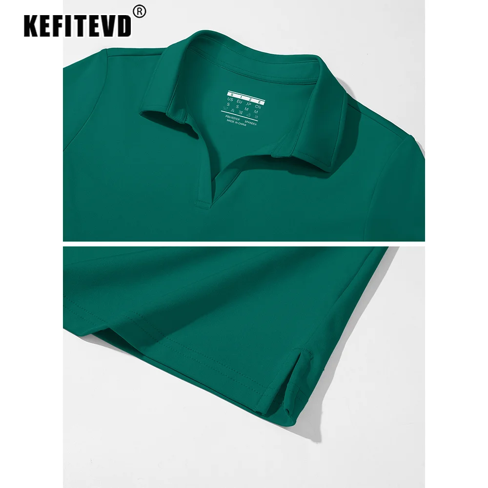 KEFITEVD Summer UV Protection T-Shirt Women's UPF 50+ V Neck Polo Shirts Short Sleeve Quick Dry Lightweight Sport Golf Shirts 5