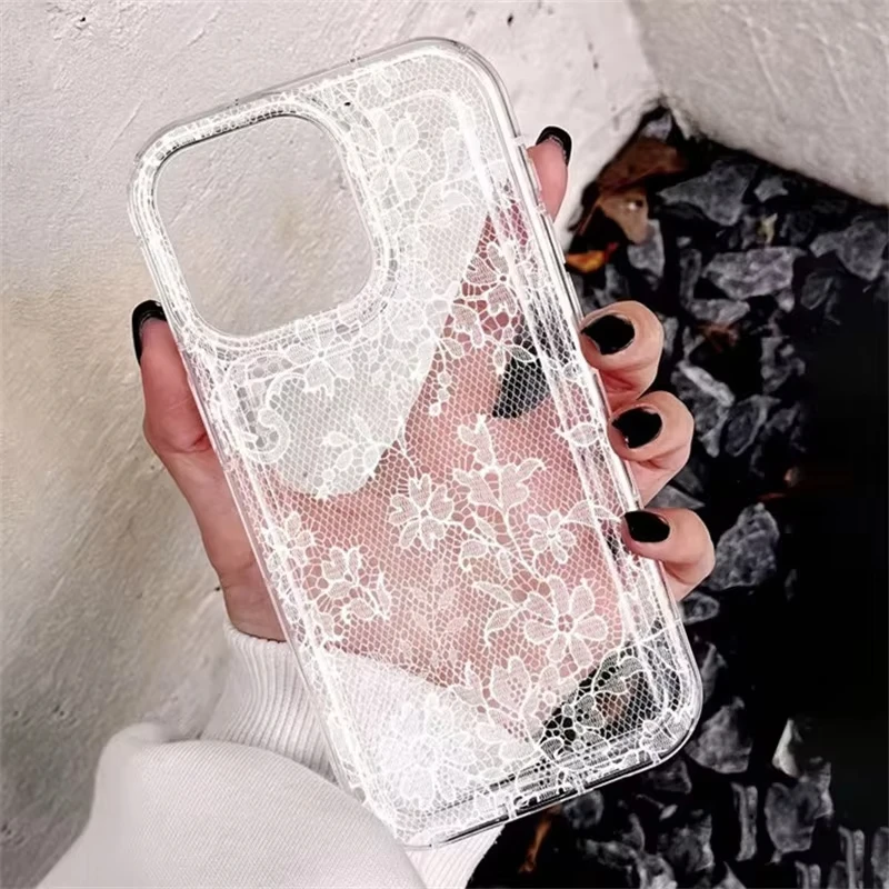 Elegant Romantic White Lace Phone Case Cover