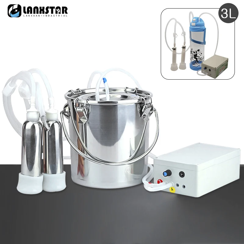 

3L/5L 220V Electric Cattle Goat Milking Machine Pulsating Milking Machine Pasture Cow Sheep Milker Vacuum Pump Milking Equipment