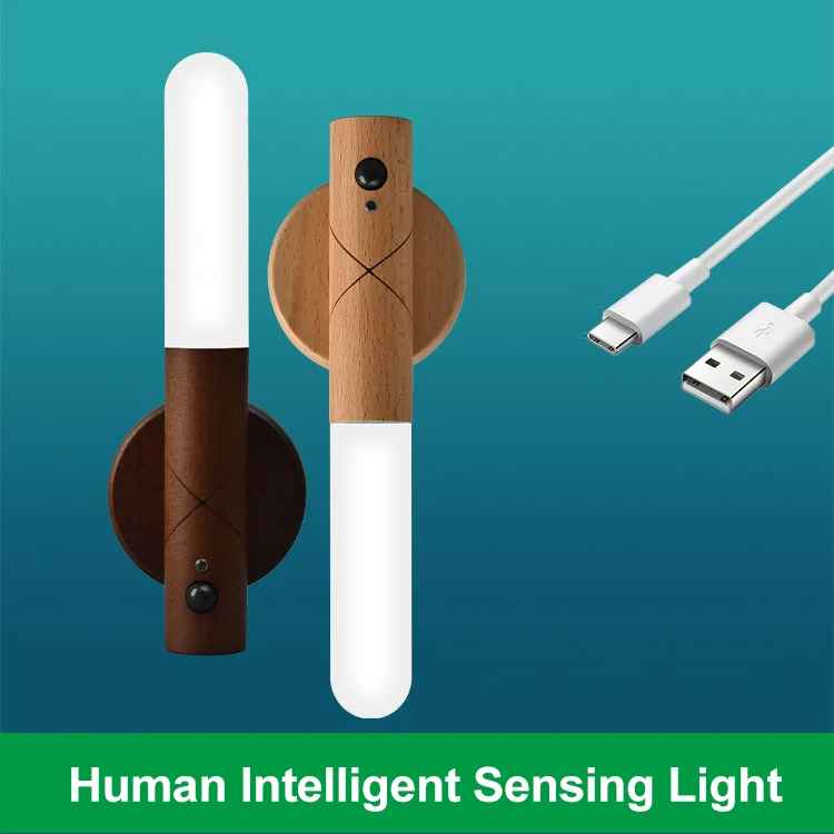 

NEW LED Wall Lamp Stair Light Corridor Light LED USB Night Light Wood Magnetic Motion Sensor Night Light Bedroom Lamp