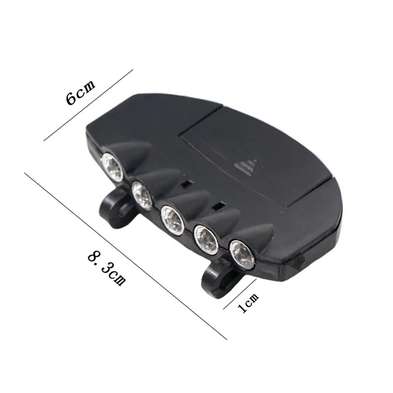 Head Flashlight Outdoor Bright 5-LED Cap Light Headlight Battery HeadLamp Head Flashlight Head Cap Hat Light Clip On Night Fishing Lights