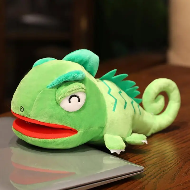 cloth hand puppet plush family member hand doll role play story telling toy cartoon hand doll parent child interactive toys 30cm Lizard Hand Puppet Doll Plush Toy Stuffed Chameleon M uppet Doll Boys Girls Soft Toys Family Parent-child Interactive Toys