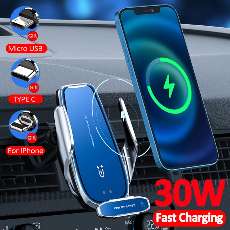30w Car Wireless Charger Automatic Clamping Car Qi Fast