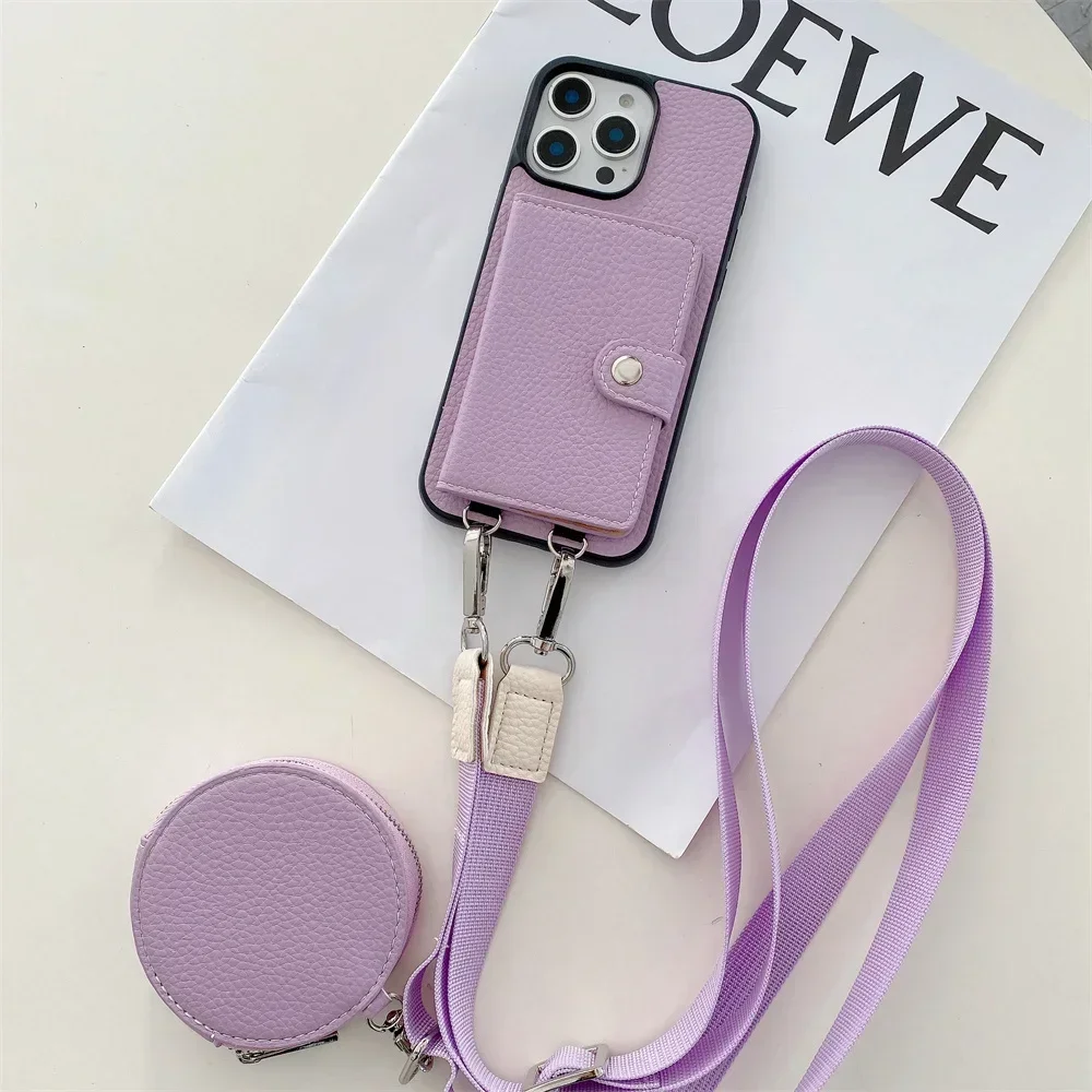 Leather Crossbody Wallet Phone Case with Card Slot and Coin Purse