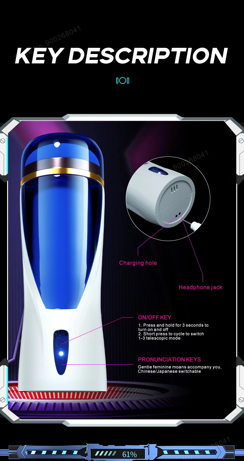 Masturbatore maschile con aspirazione automatica della spinta, giocattolo del sesso con vibratore telescopico per aspirazione, per uomini, pompino con tazza di masturbazione_voghion.com