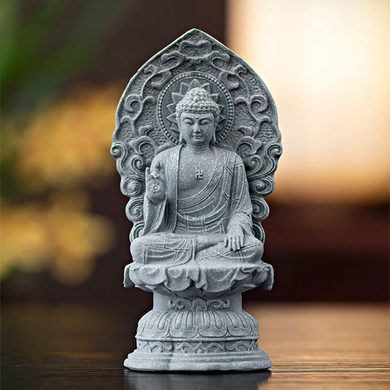Sandstone Tathagata Guanyin sculptures and figurines Chinese Buddhist figures Home Living Room Office Table decoration feng shui 4