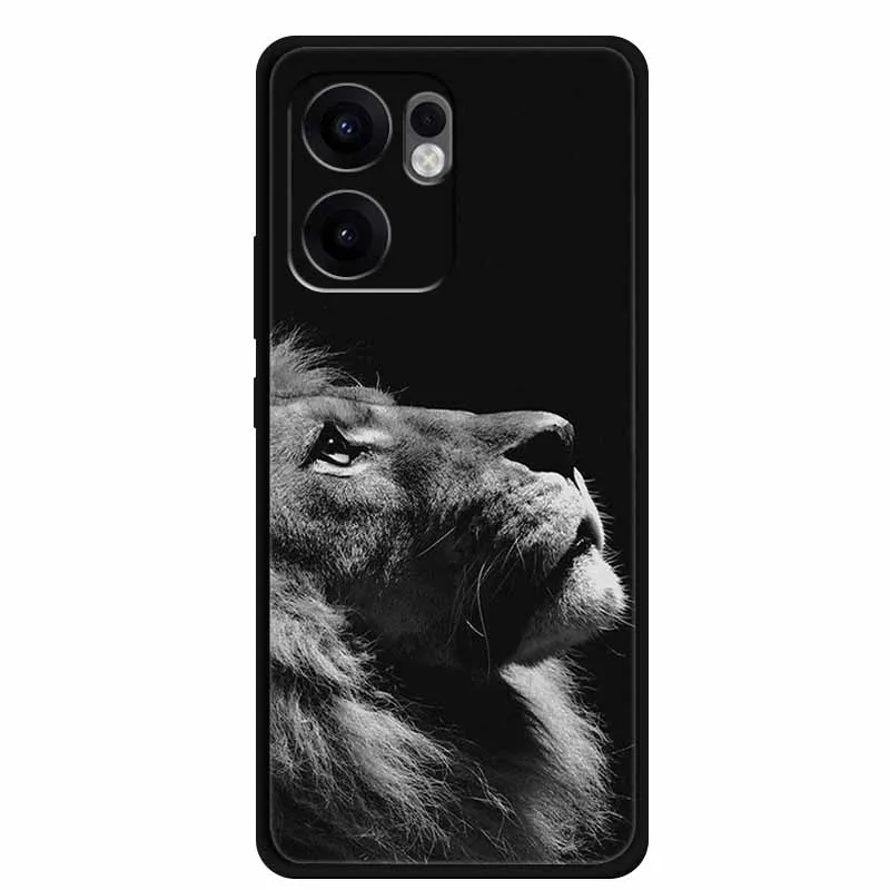 Black TPU Silicone Soft Back Case with Animal Design - Protective Cover
