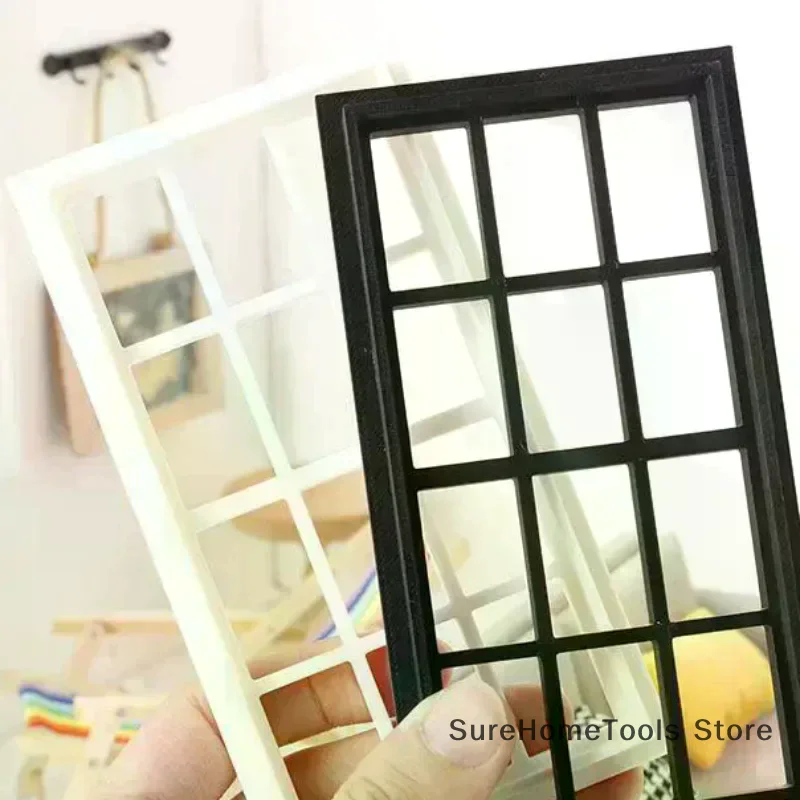 1/12 Dollhouse Simulation Wood Window Frame Model Dollhouse Furniture Decoration Dolls House Micro Scene Accessories