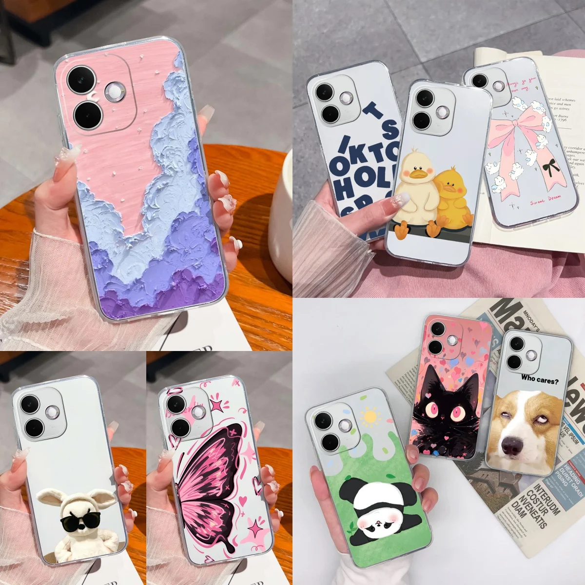 Personalized Clear Case with Butterfly & Cat Design - Antifouling & Anti-Drop Protection