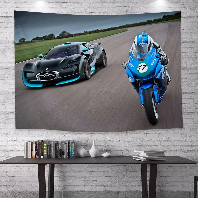 Hanging Cloth Wall Tapestry Fashion Tractor Background Student Dormitory Bedside Decoration Room Bedroom Motorcycle tapestry decorations