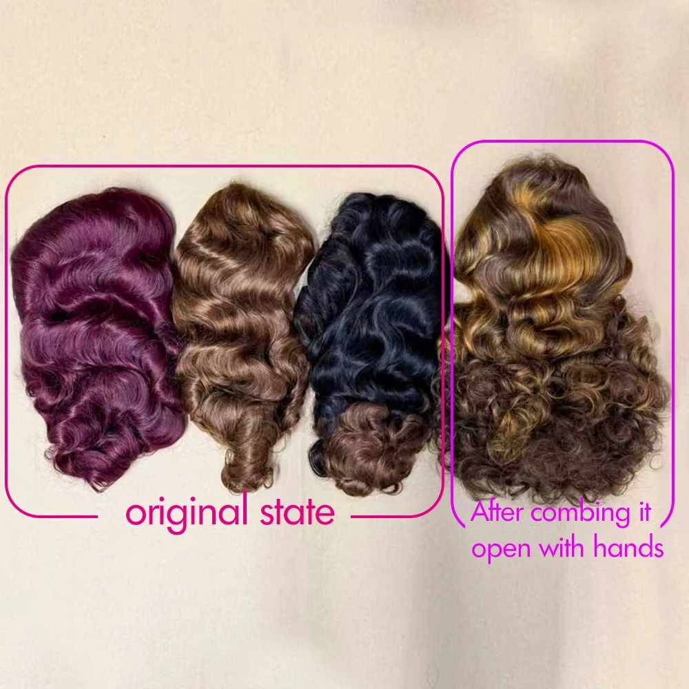 Bouncy Loose Wave Wavy Curly Wigs 280% Density Double Drawn 100% Human Hair Big Wave 13x4 Lace Frontal Human Hair Wigs For Women