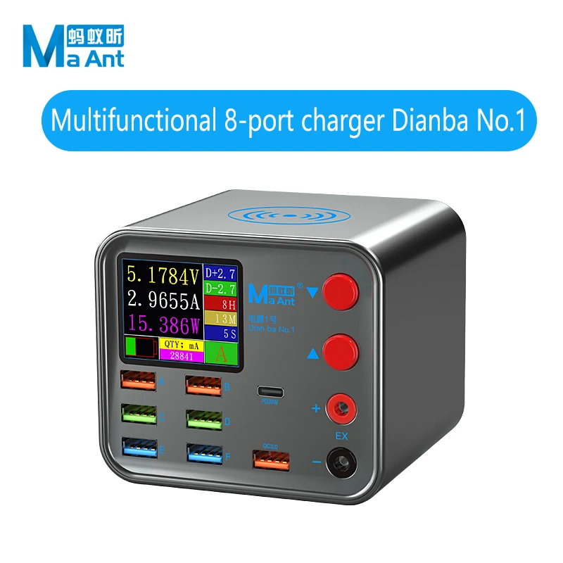 Mobile Phone Charger 8-Port LCD Multi-Function Current Data Line Detection Burn-in Repair