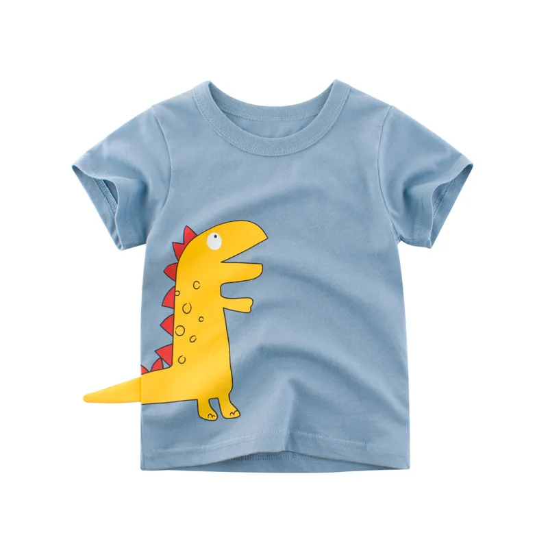 2024 Children 3D Cartoon Short T-Shirts Clothes for Boy 100% Cotton Short Sleeve Dinosaurs Cute Kids Casual Sport Top Tees 3