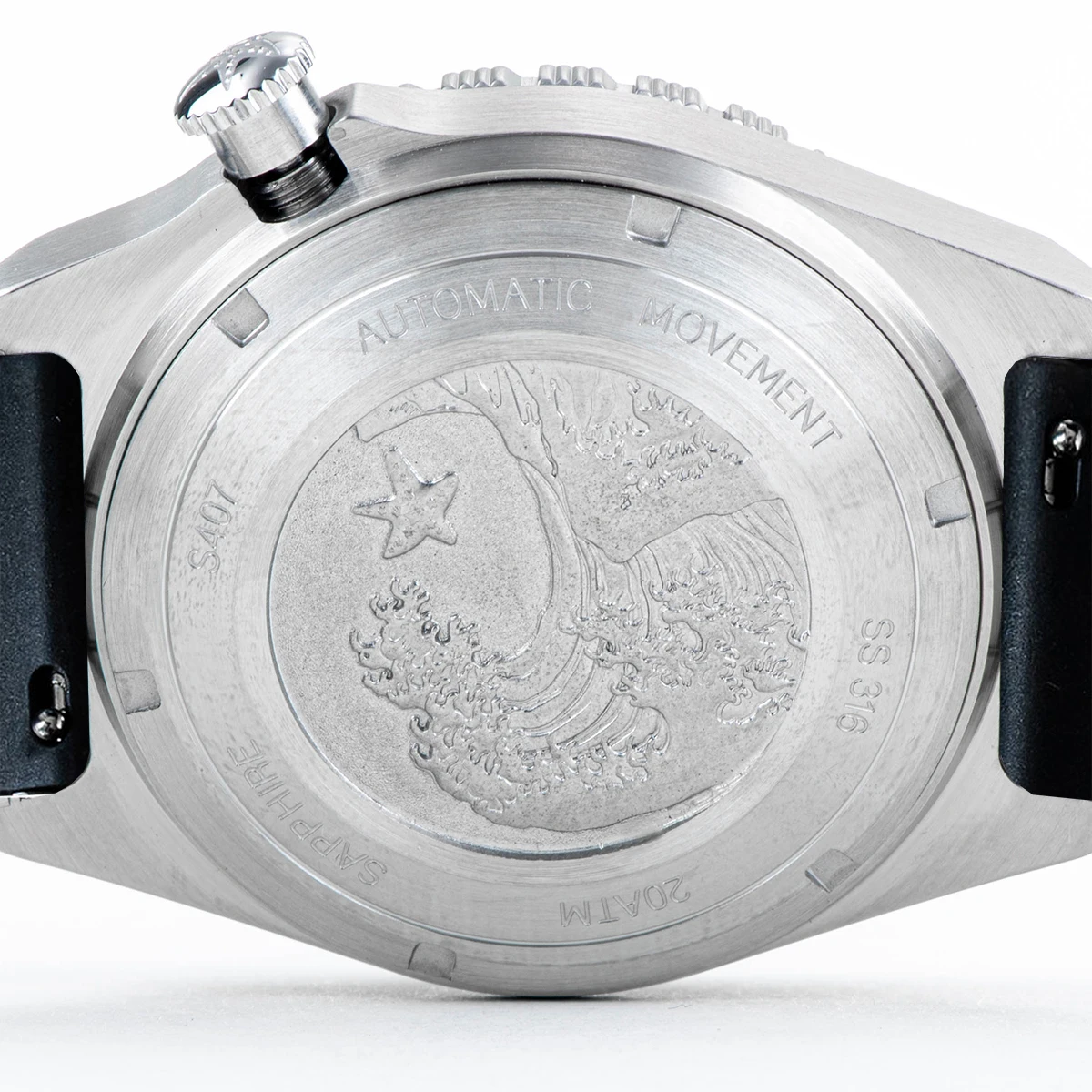 Seestern-メンズ自動巻き時計,サファイアクリスタル,発光日付,200m範囲