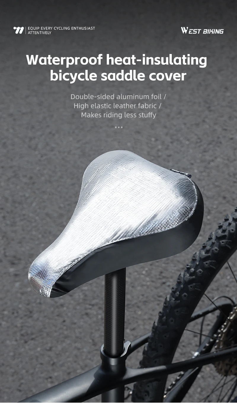 WEST BIKING Isolierter Fahrradsattelüberzug Sonnenschutz Aluminiumfolie Fahrradsitzbezug Kissen MTB Rennrad Zubehör – Detail 1