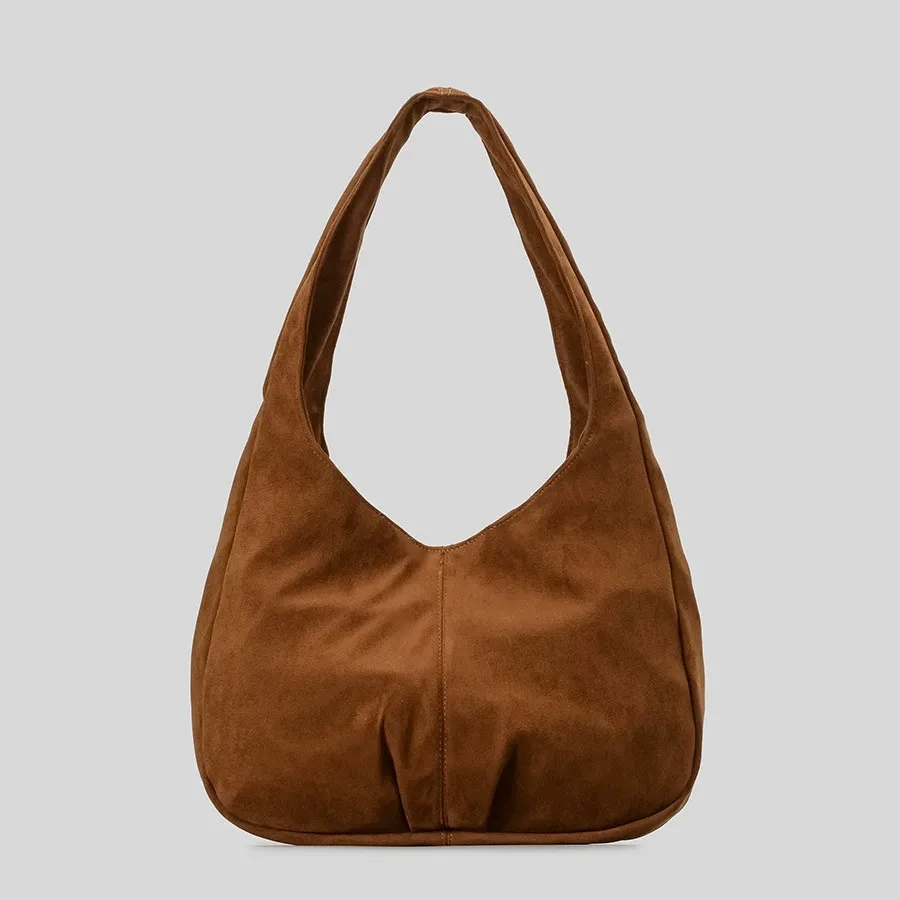 Vintage Large Capacity Faux Suede Women Shoulder Bags Punk Rivet Lady Handbags Luxury Soft Pu Leather Tote Bag Trend 2025