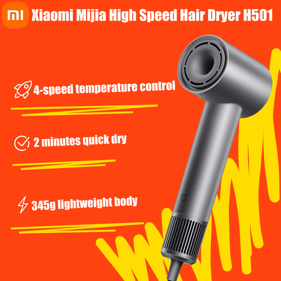 Original XIAOMI MIJIA H501 High Speed Anion Hair Dryer Wind 62m/s 1600W 2 Minute Quick Dry Professional Hair Care Negative Lon