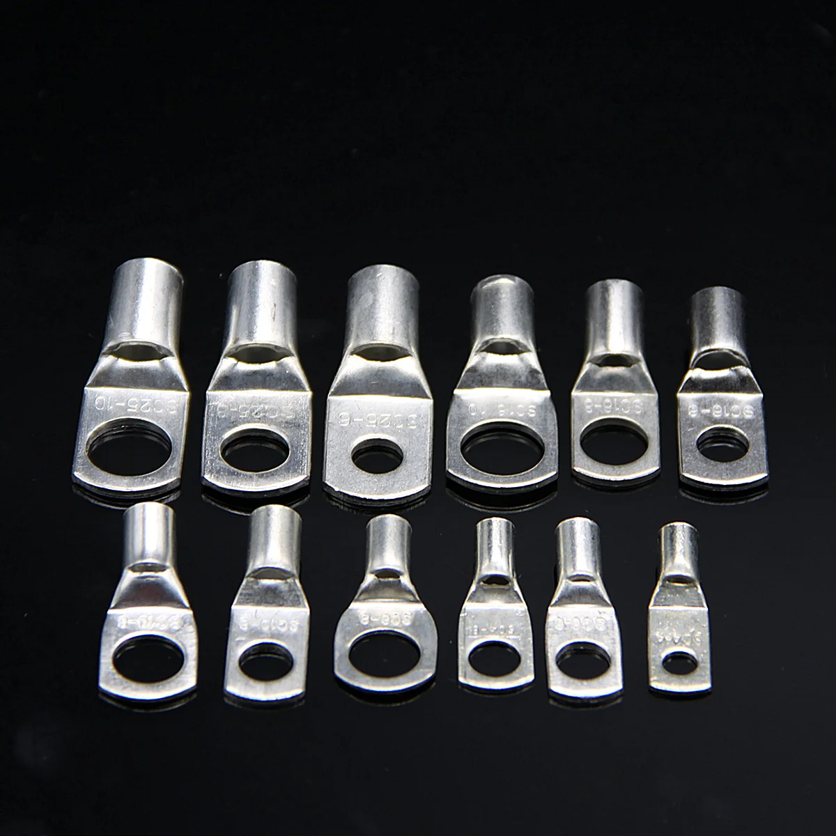 pces cobre desencapado lug terminal fio elétrico friso conector kit anel terminais de bateria alicate