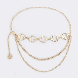 Vintage Gold Chain Belt with Moon and Tassel Accents - High Quality Designer Accessory - 105CM (Gold chain belt)