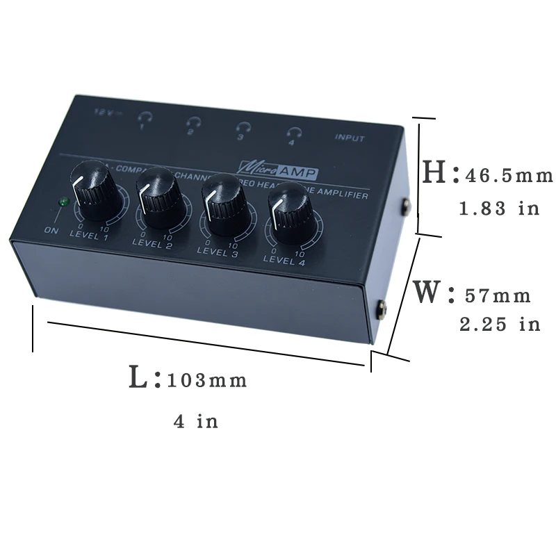 6.3 Stereo Input TRS Jack 1/4 inch Splitter 4X Micro mini amp 1 in 4 Out 1/4 inch Headphone Amplifier 4 Channel Audio