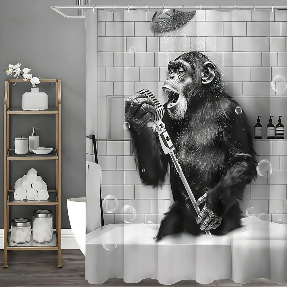 Shower curtains Funny Monkey Animals Bathtub Waterproof
