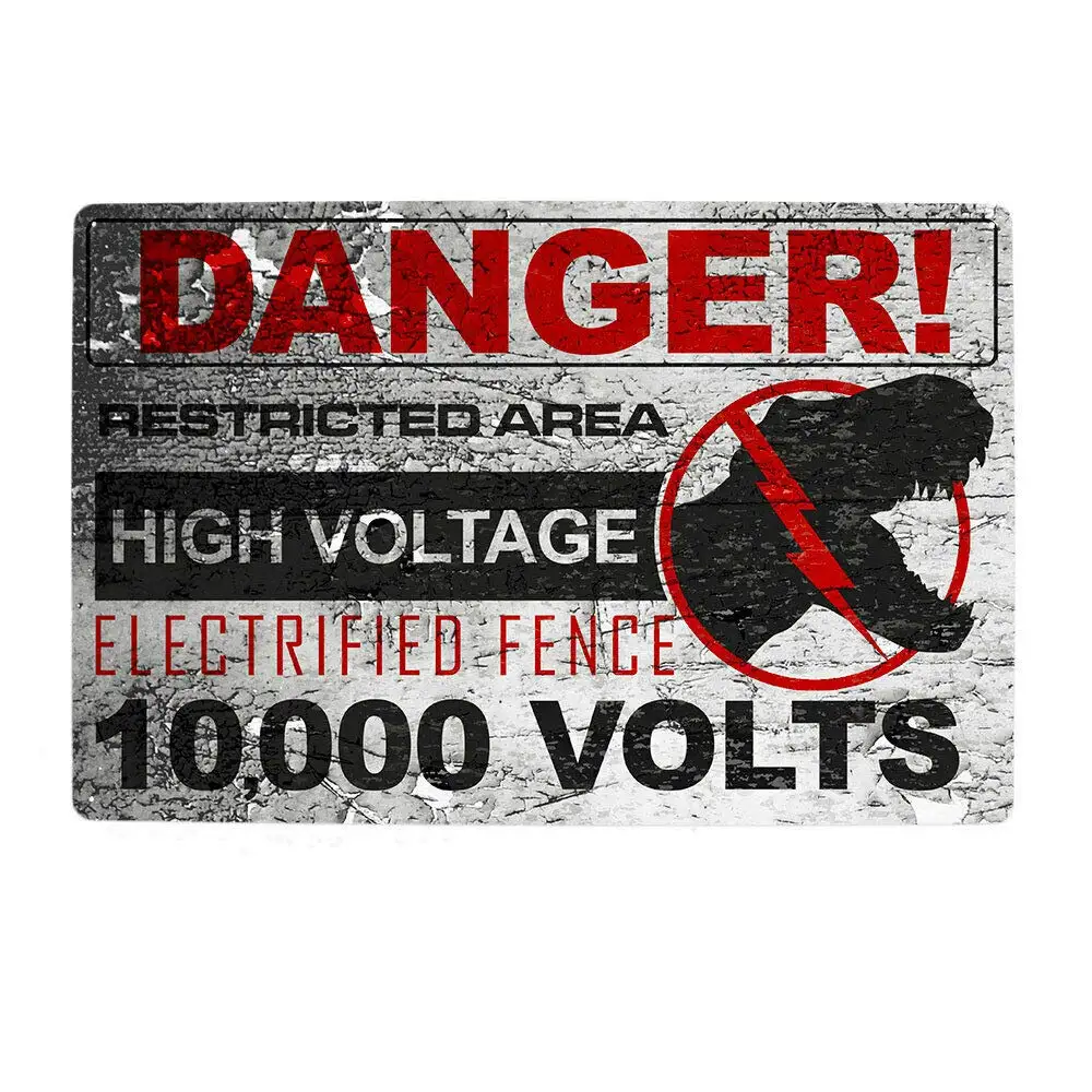 

Jurassic Park High Voltage Metal Warning Sign World Raptor Movie Metal Tin Sign 12*16INCH