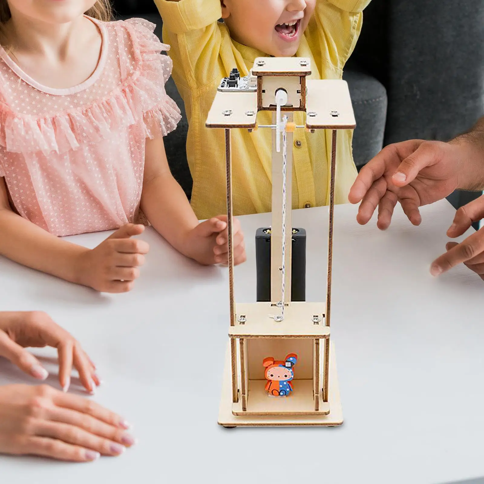 

DIY Electric Lift Elevator Model Smooth Wooden Building Kits for Creativity Age 6+ Valentine's Day Gifts Develop Toy Interactive