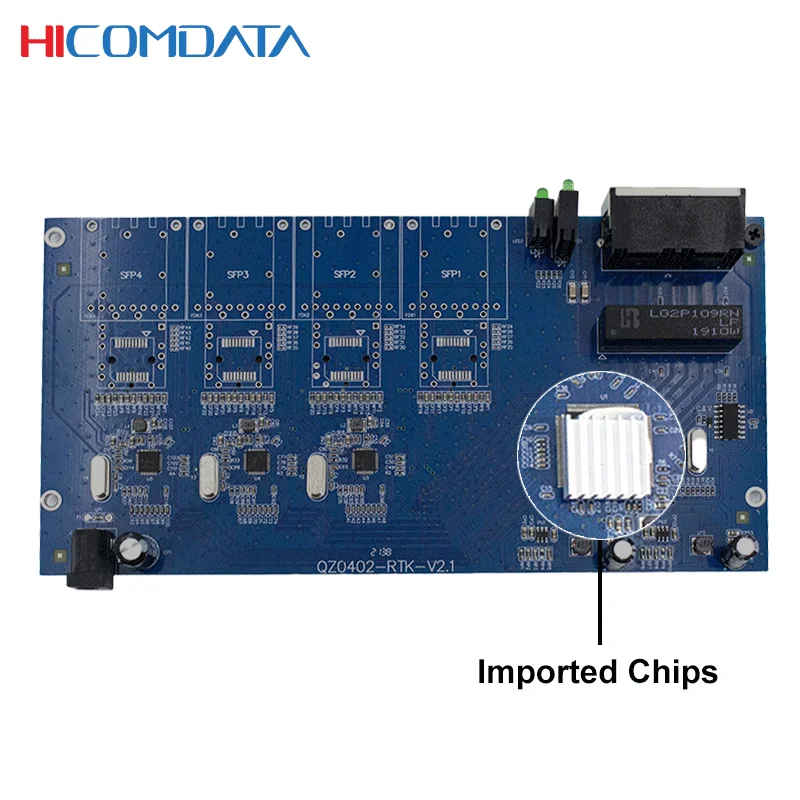 10/100/1000M 2 Fiber port and 4 RJ45 Gigabit Mini Media Converter PCB Single Mode fiber Port PCB 10/100/1000M 2F4G