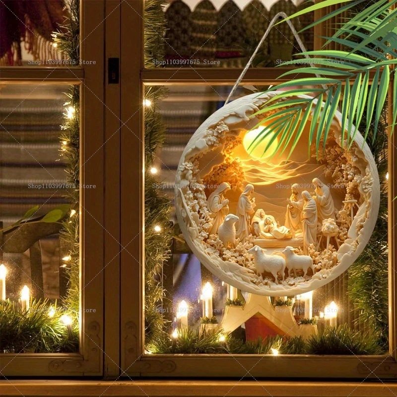 Ornements De Scène De La Nativité, Décor De La Naissance De Jésus, Décoration D'arbre De Noël, Pendentif De Scène De La Nativité En Acrylique Non 3D