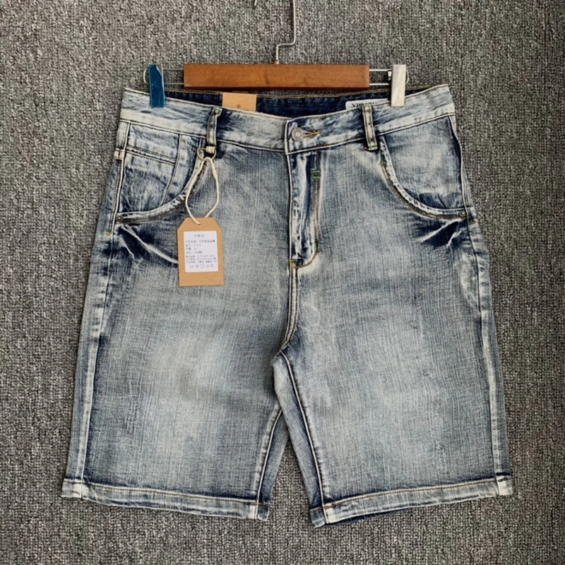 

New summer men's stretch wash denim shorts trendy casual pants