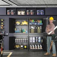 Metal Garage Storage Cabinet with Locking Doors and Adjustable Shelves, Tool Storage Cabinet with 1 Drawer - 71" 2