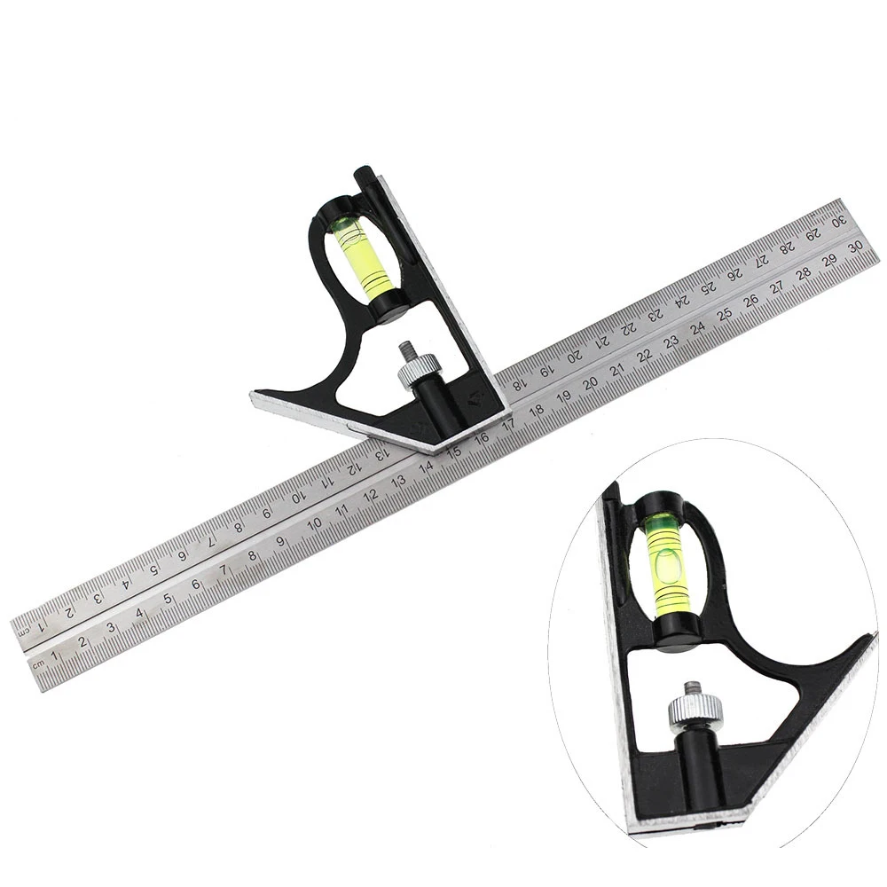 3 In 1 Square Angle Ruler Set Engineer Adjustable Combination Spirit Level Ruler Combination Protractor Measuring Tool Set 300mm 5
