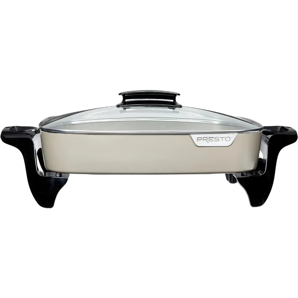 16-Inch Electric Skillet,Grey Ceramic,Ceramic nonstick surface inside and out for stick-free cooking and easy cleaning 2