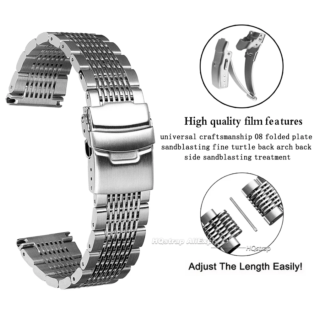 Sleek Stainless Steel Watch Strap - Brushed Finish Wrist Band Accessory