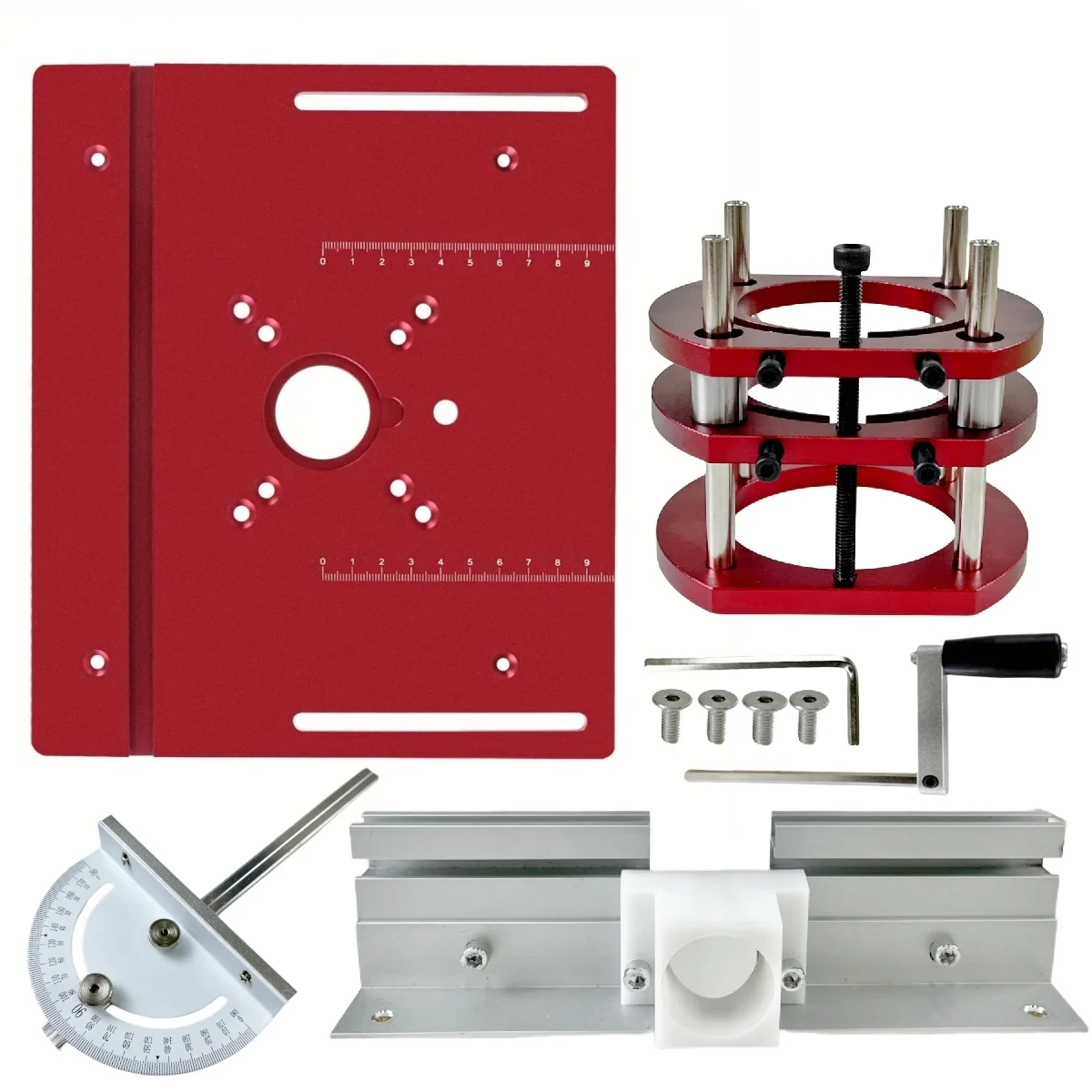 Router Lift System Aluminium Router Tisch Inset Platte Kit Holzbearbeitung Flip Platte für Werkbank Trimmer Carpenter Hilfs Werkzeuge – Detail 3