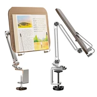 Book Stand for Reading with 360° Rotating Base Recipe Book Holder with Elastic Page Clip for Music Scores Recipe Tablet Laptop 2